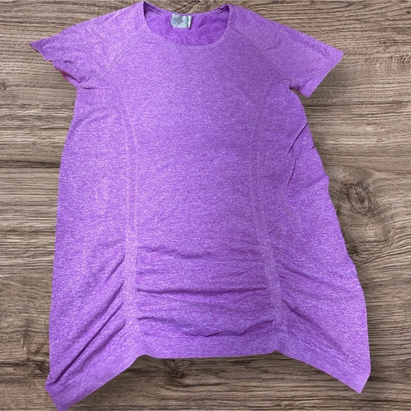 Athleta Purple Fitted Cap Sleeve Ruched Tee - Picture 2 of 5